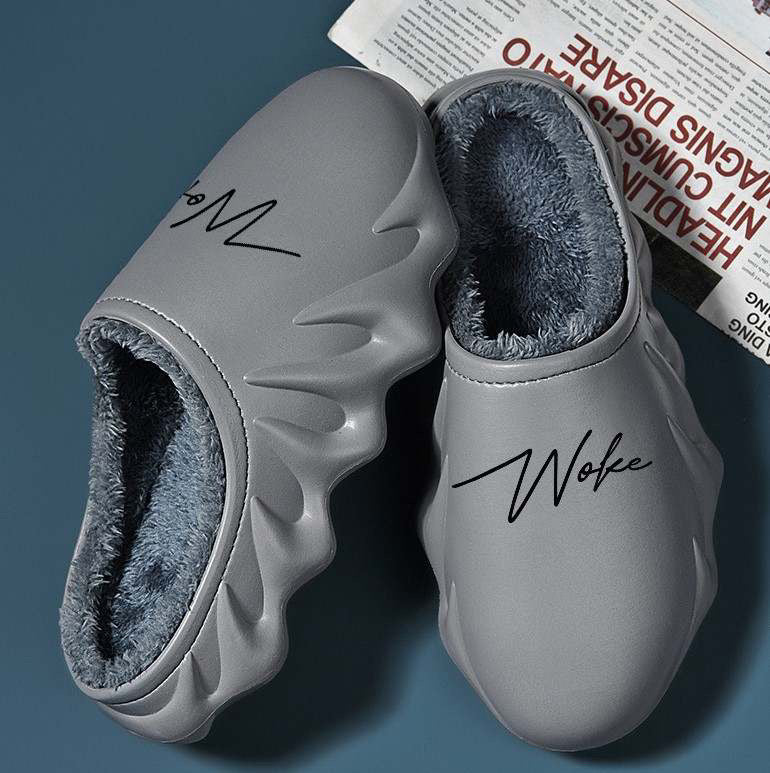 WOKE Grey & Black Slippers