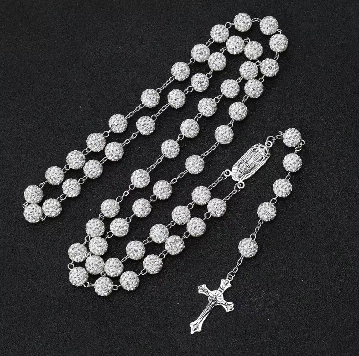10mm Pave Disco Ball Beads Rosary