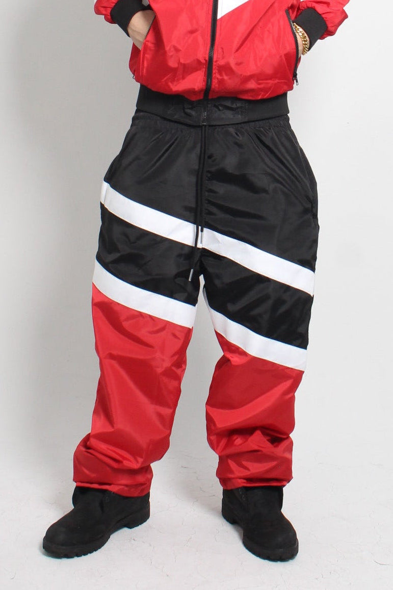 Red Nylon Joggers