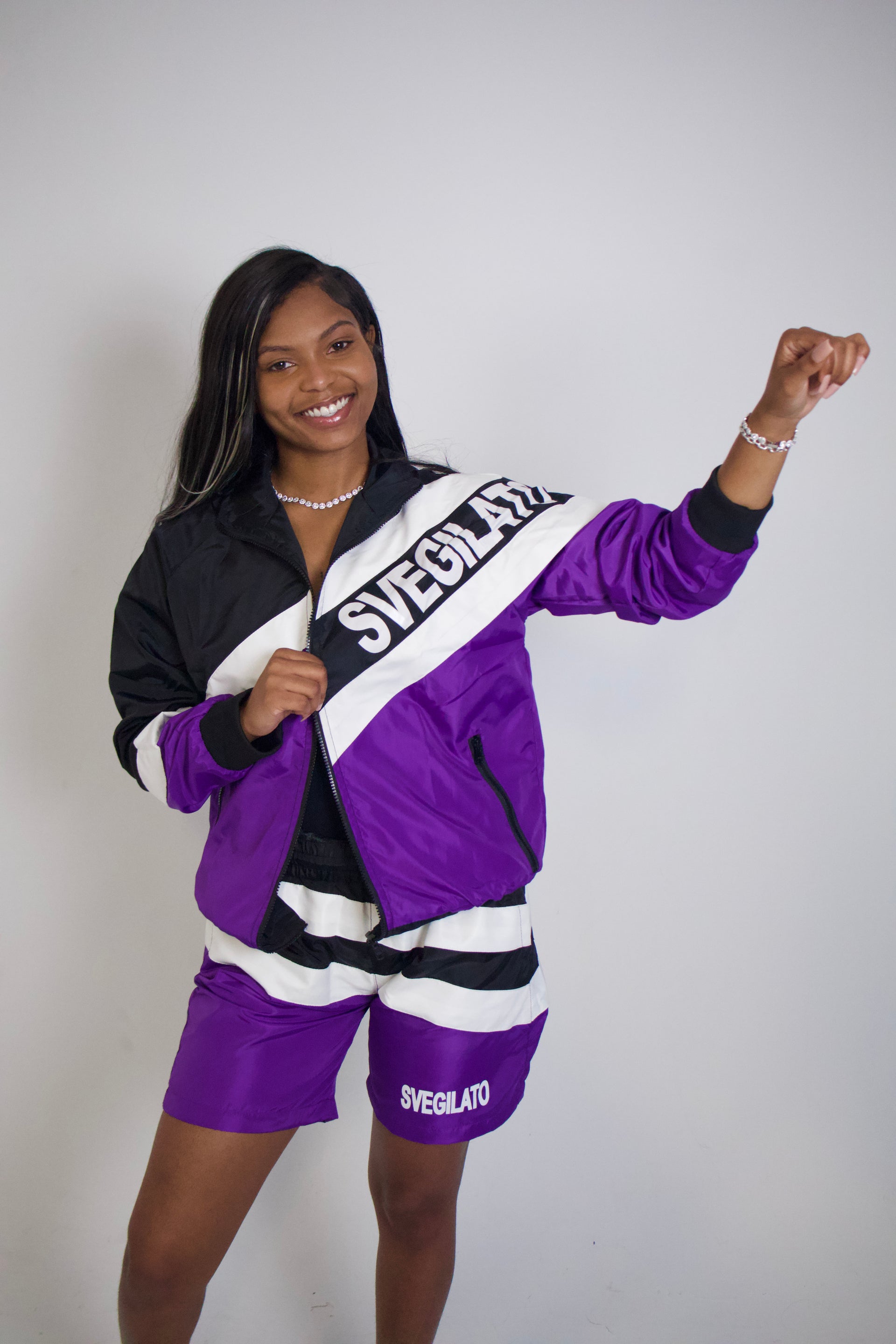 PURPLE NYLON ZIP-UP