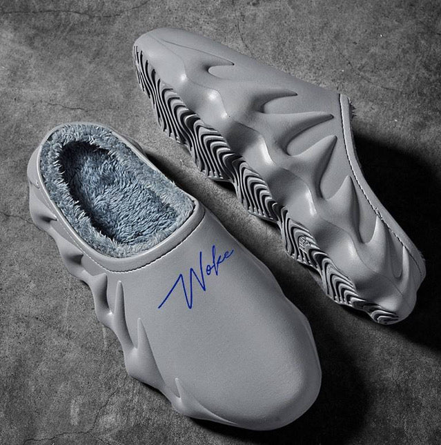 Woke Grey & Blue Slippers