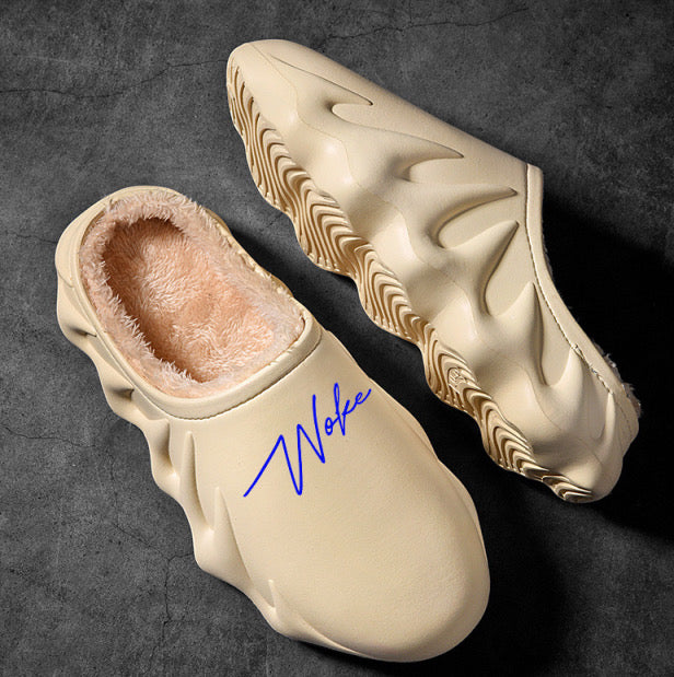 Woke Crème & Blue Slippers